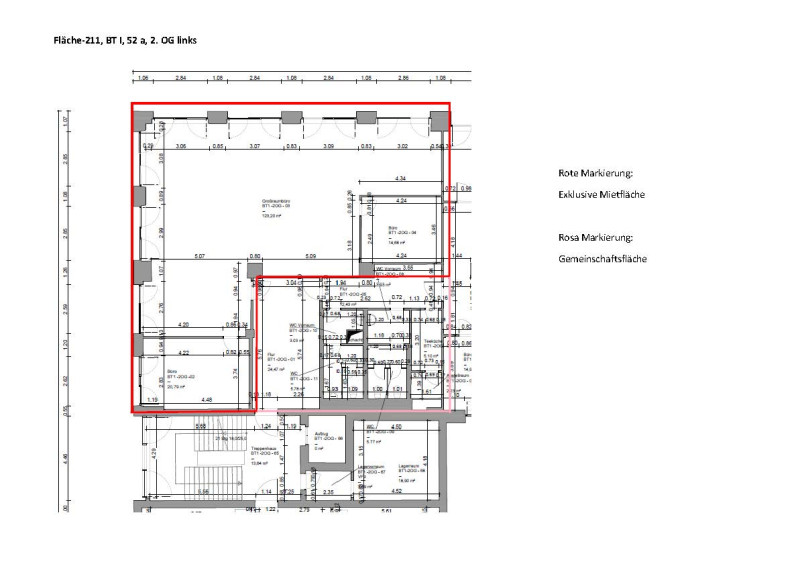 Grundriss Fläche-211, BT I, 52 a, 2. OG links